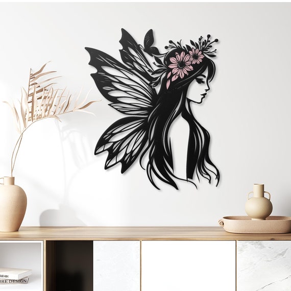 Fairy Metal Wall Art - Fantasy Fairy Silhouette Wall Decor - Metal Fairy Wall Hanging - Fairy Garden Decor