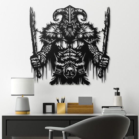 Fierce Viking Warrior Metal Wall Art - Norse Mythology Decor