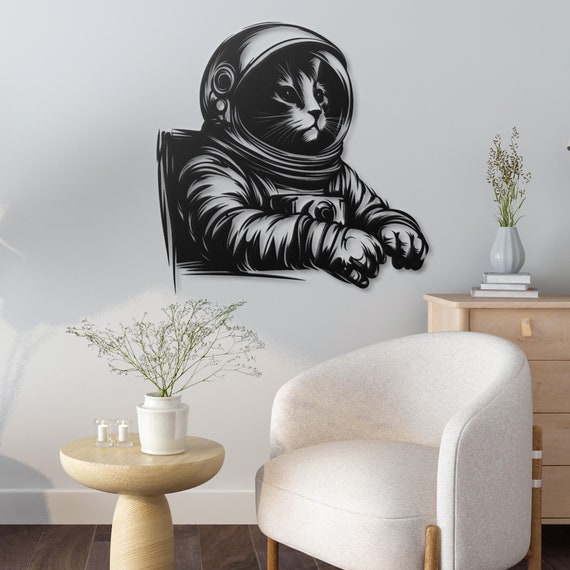 Astronaut Cat Metal Wall Art | Space-Themed Feline Decor | Unique Metal Art Home or Office | Perfect Gift  Cat Lovers and Space Enthusiasts