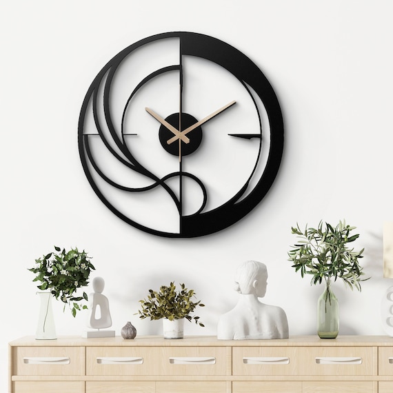 Abstract Minimalist Metal Wall Clock - Modern Geometric Design - Stylish Home Decor