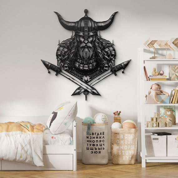 Viking Skull: Majestic Metal Wall Art of Norse Warrior