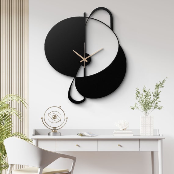 Modern Minimalist Metal Wall Clock | Abstract Geometric Design Wall Clock | Sleek Contemporary Timepiece |  Stylish Home and Office Clock