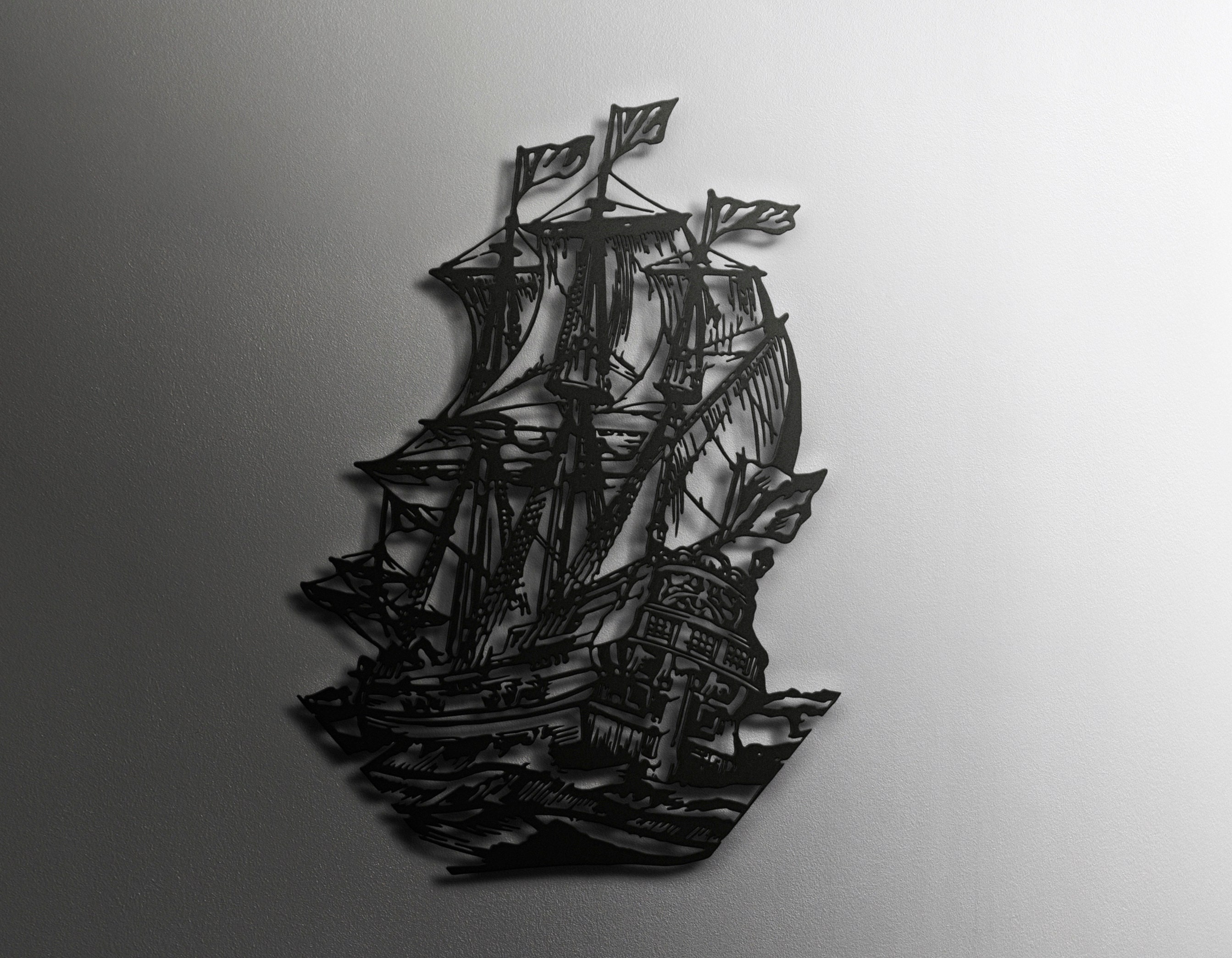 Pirate Ship Metal Wall Art Nautical Themed Decor Man Cave Etsy