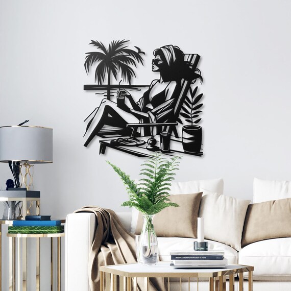 Beach Relaxation Metal Wall Art | Tropical Summer Decor | Boho Poolside Sign