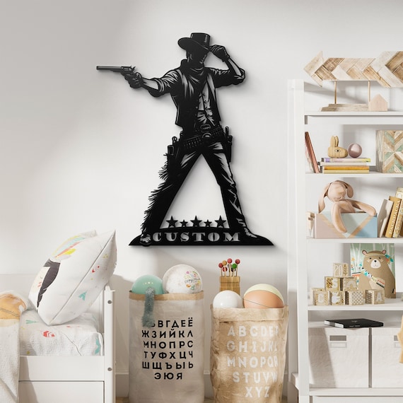 Custom Cowboy Metal Wall Art for Gamers, Western Enthusiasts, and Man Cave Decor