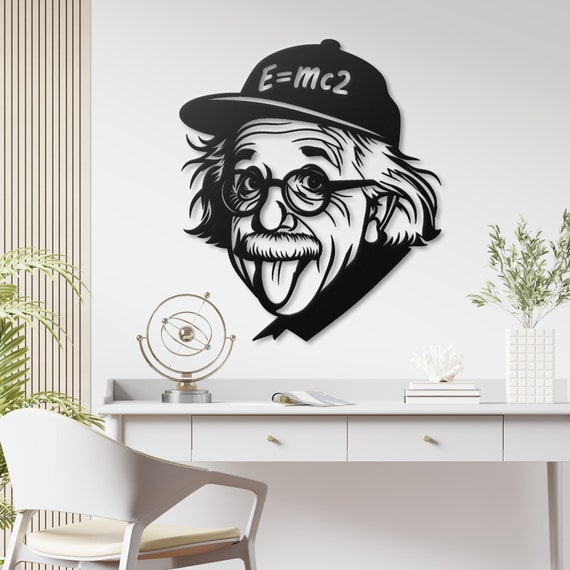 Einstein Metal Wall Art E=Mc2 Wall Decor Science Lover Gift Nerd Gift Einsten Portrait Funny Science Art