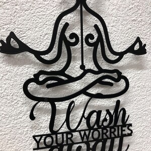 Buddha Metal Wall Art Zen Decor - Wash Your Worries Away Decor , image 4