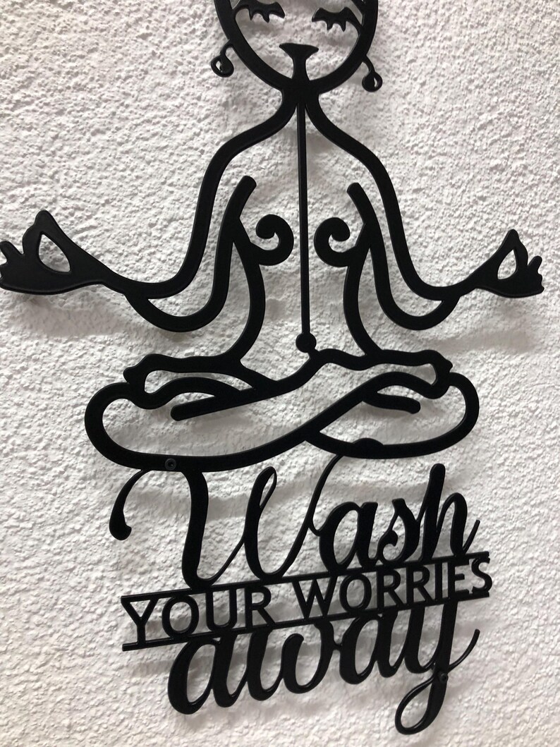 Buddha Metal Wall Art Zen Decor - Wash Your Worries Away Decor , image 4