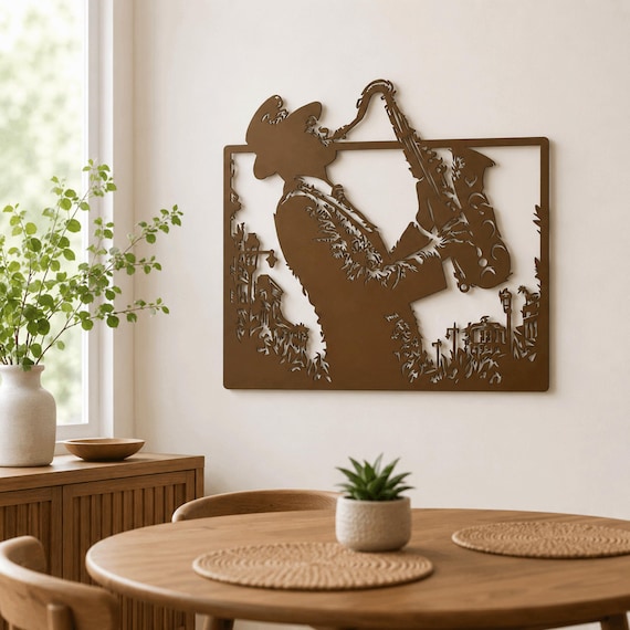 Metal Saxophone Player Wall Art  Jazz Music Decor ,