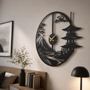 Japanese Landscape Metal Wall Clock - Zen Wall Decor - Etsy