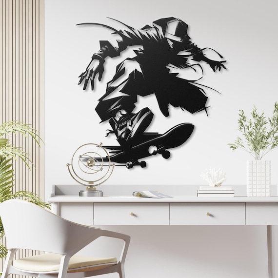 Street Skater Metal Wall Art | Urban Skate Decor | Modern Wall Hanging