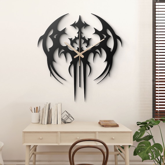 Gothic Bat Metal Wall Clock - Dark Elegance Decor