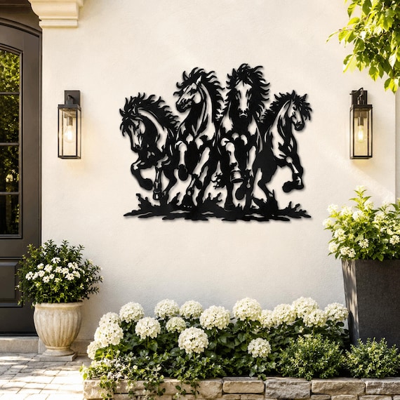 Wild Horses Metal Wall Art : Farmhouse Decor - Horse Lover Gift ,