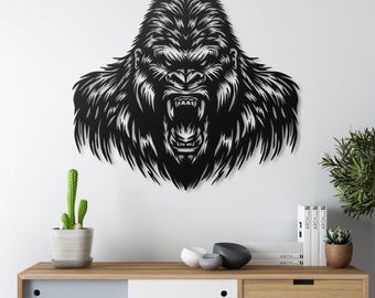 Fierce Gorilla Metal Wall Art Powerful Animal Wall Sculpture