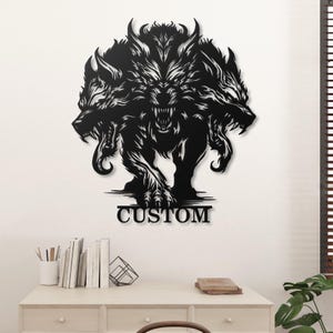 Fierce Guardian: Custom Cerberus Metal Wall Art Custom Game Room Sign