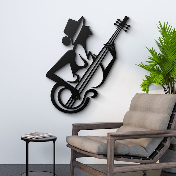 Female Bassist Metal Wall Art | Music Lover Gift | Modern Home Decor | Bass Guitar Silhouette Art | Unique Metal Wall Art