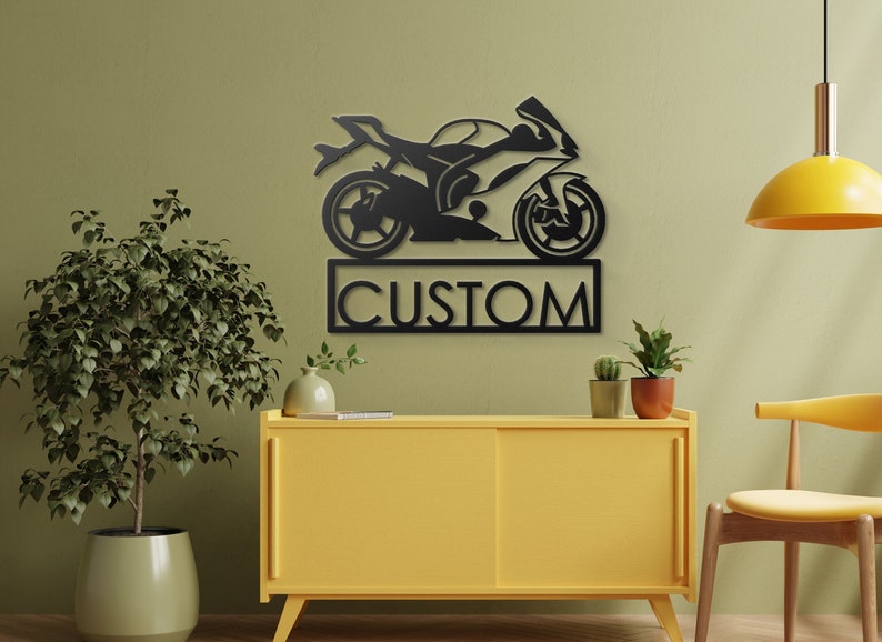 Custom Motorcycle Metal Wall Art Custom Minimalist Bike Decor Etsy