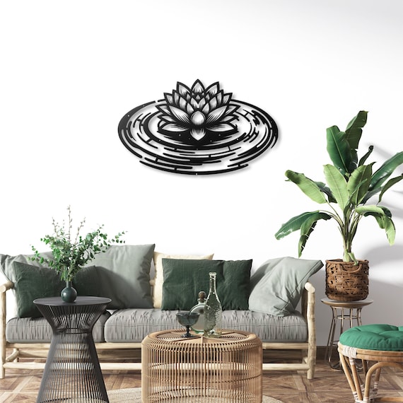 Elegant Lotus Metal Wall Art | Zen Garden Decor | Laser Cut Steel Wall Hanging | Modern Home Decor | Yoga Studio Art  Meditative Wall Accent