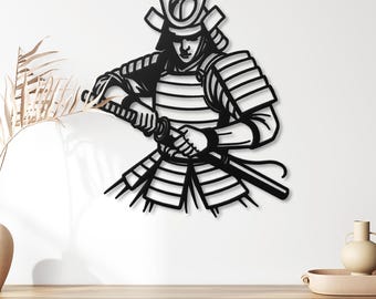 Samurai Metal Wandkunst: Japanischer Krieger als Dekoration für Man Höhle