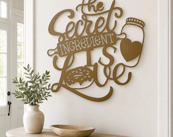 Metal "Secret Ingredient is Love" Wall Art, Kitchen Decor ,