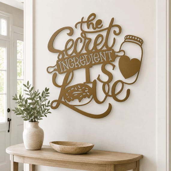 Metal "Secret Ingredient is Love" Wall Art, Kitchen Decor