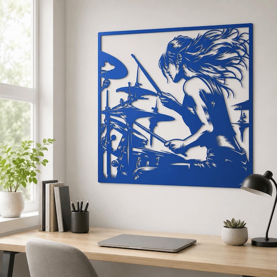 Female Drummer Metal Wall Art for Music Enthusiasts ,
