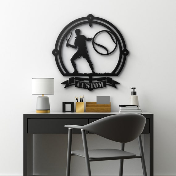 Custom Tennis Player Metal Wall Art - Personalized Sports Decor - Tennis Gift for Him & Her