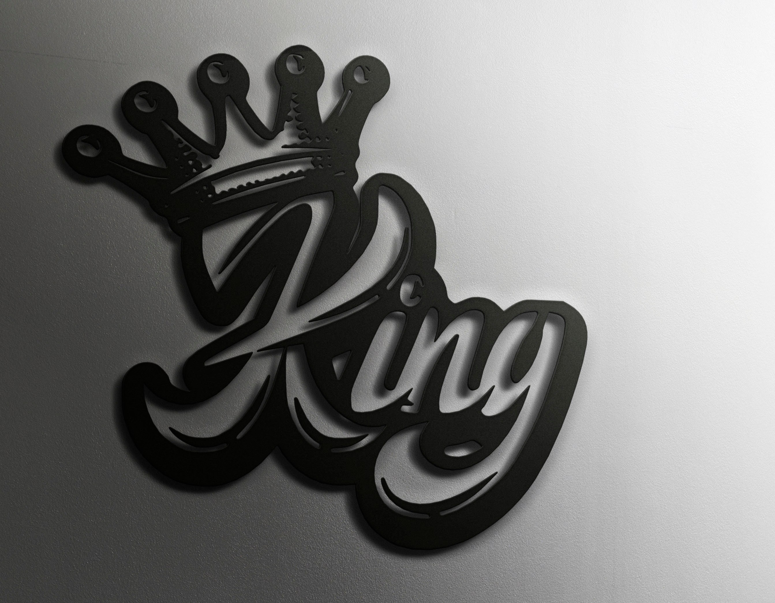 Office Wall Art King Ambigram Metal Wall Art King Wall Writing Etsy