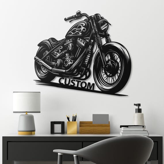Motorcycle Metal Wall Art | Custom Chopper Silhouette | Biker Gift | Home Decor | Man Cave | Garage Wall Decor | Metal Artwork