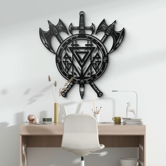 Viking Shield Metal Wall Decor Norse Inspired Wall Accent Viking Gift