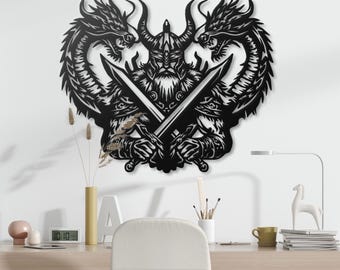 Metal Viking Dragon Wall Art: Norse Mythology Decor