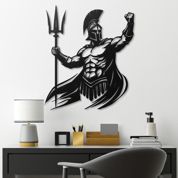 Spartan Warrior Metal Wall Art | Greek Soldier Wall Decor | Powerful Spartan Metal Wall Hanging | Unique Warrior Themed Home Decor |
