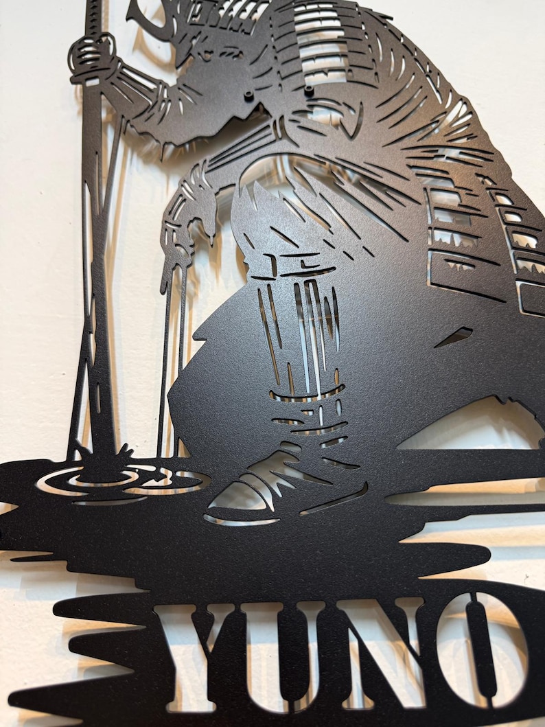 Custom Samurai Portrait Metal Art Personalized Japanese Warrior Sign, Ninja Warrior Gift, Katana Decor, Father's Day Gifts , image 4
