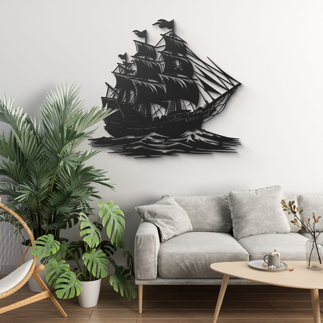 Handcrafted Metal Pirate Ship Wall Decor for Ocean Lovers Etsy