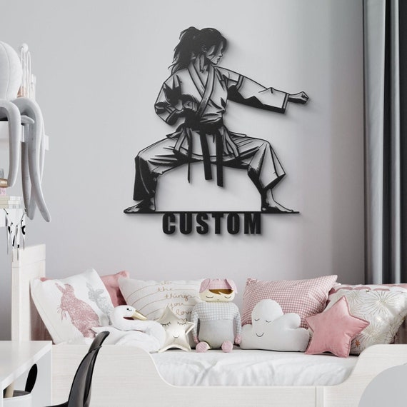 Custom Karate Female Fighter Wall Art - Martial Arts Decor, Personalized Karate Enthusiast Gift, Strong Woman Decorative Piece