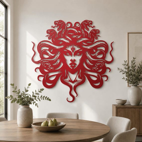 Medusa Gorgon Metal Wall Art - Game Room Decor ,