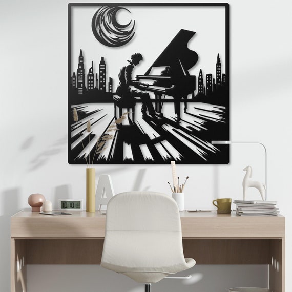 Pianist Moonlight Sonata Metal Wall Art -  Music Lover Gift, Modern Home Decoration