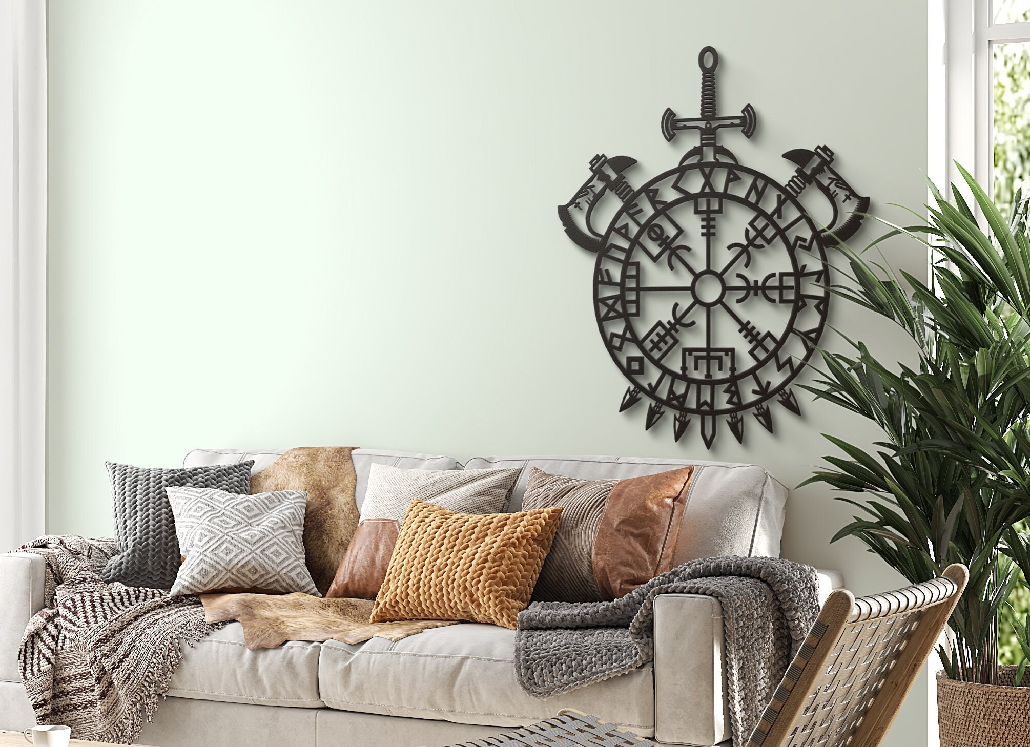 Vegvisir Metal Wall Art Viking Wall Art Viking Wall Decor Etsy