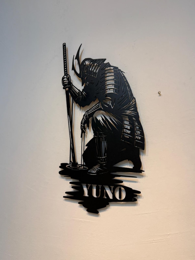 Custom Samurai Portrait Metal Art Personalized Japanese Warrior Sign, Ninja Warrior Gift, Katana Decor, Father's Day Gifts , image 8