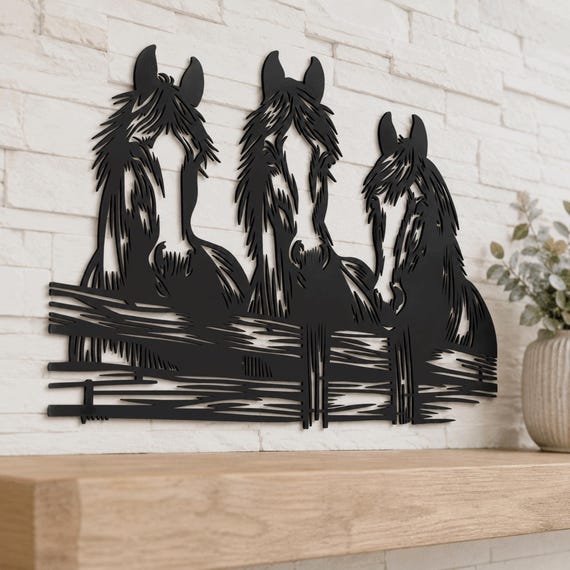 Rustic Horse Trio Metal Wall Art Farmhouse Ranch Decor ,