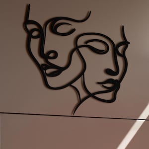 Elegant Abstract Faces Metal Wall Art Modern Line Art Decor Minimalist ...