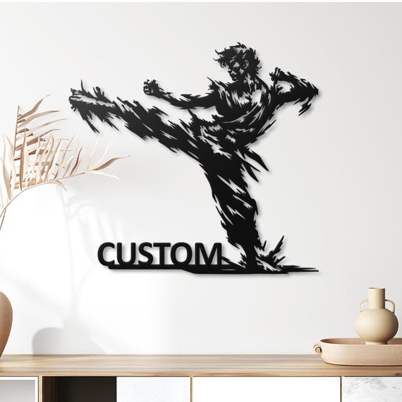 Martial Arts Mastery Metal Wall Art Karate Kick Decor Gym Wall Art Dojo Decor