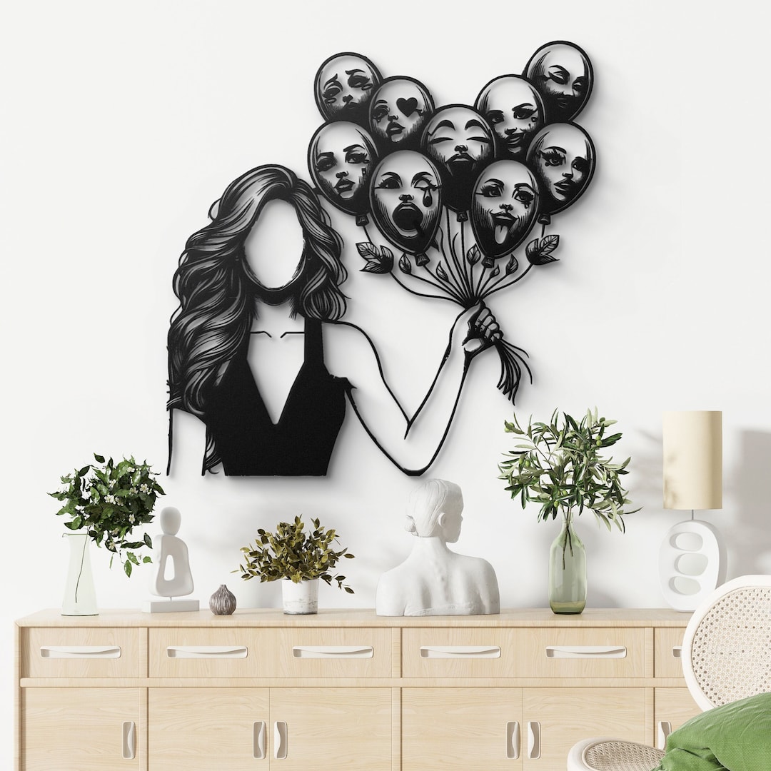 Picture of Expression Balloons Metal Wall Art, Unique Emotional Faces Decor, Home ...