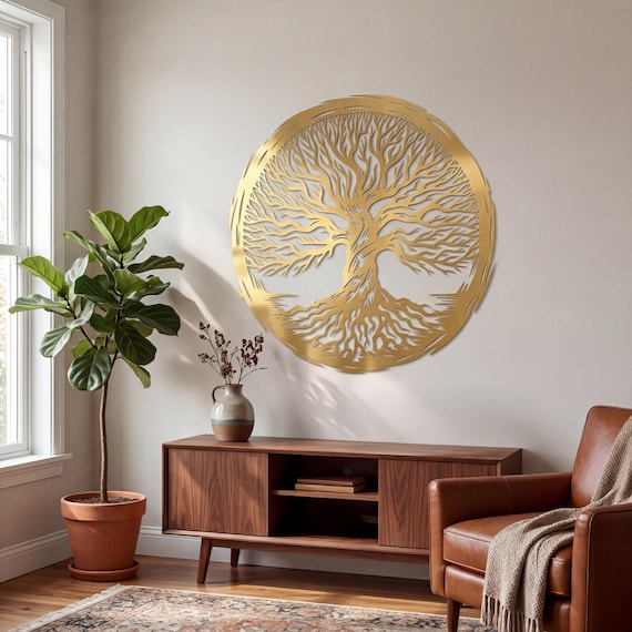 Metal Tree of Life Wall Art: Boho Rustic Home Wall Decor