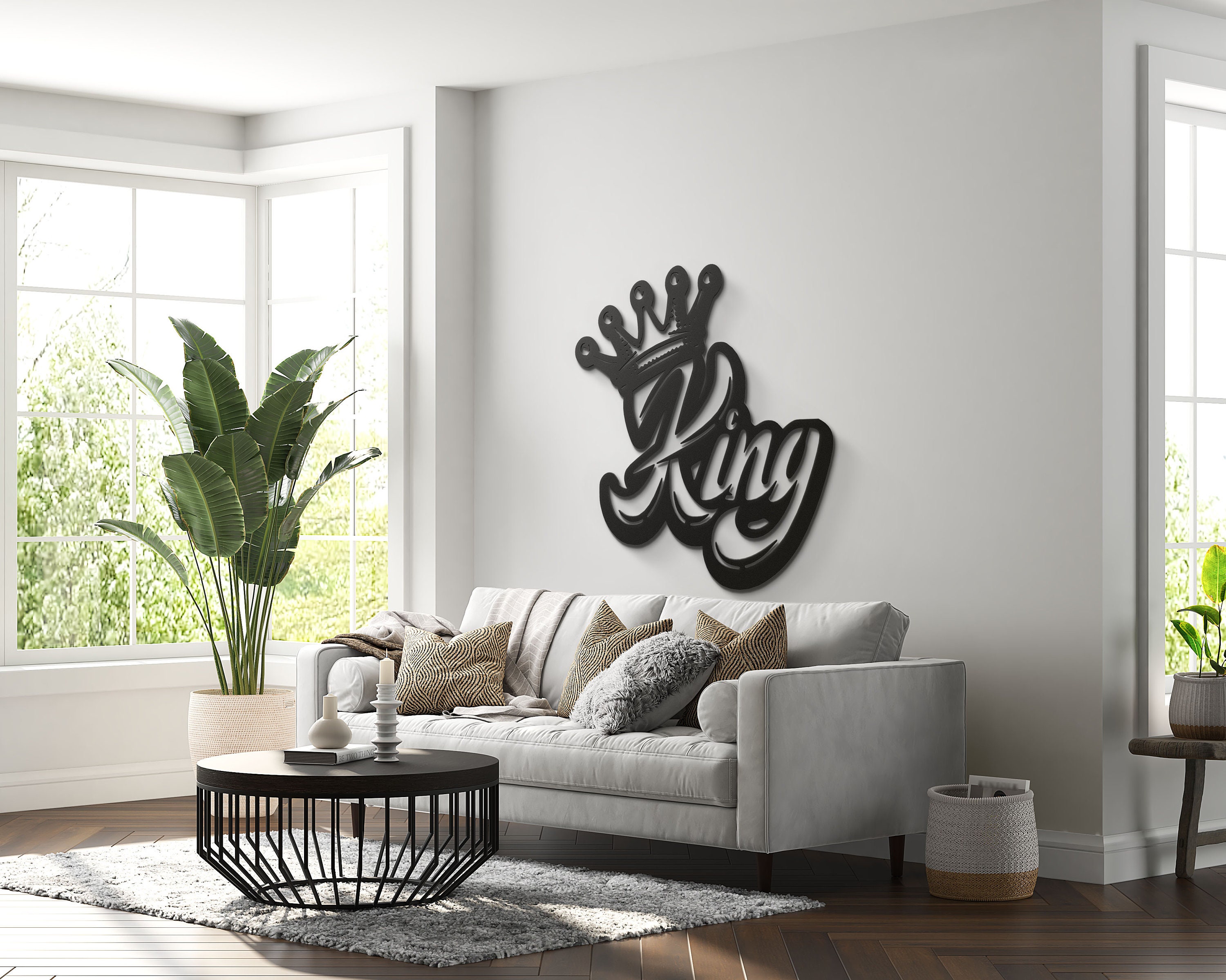 Office Wall Art King Ambigram Metal Wall Art King Wall Writing Etsy
