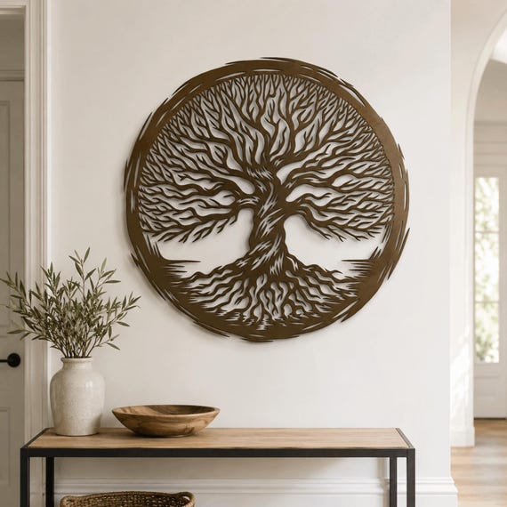 Metal Tree of Life Wall Art: Boho Rustic Home Wall Decor