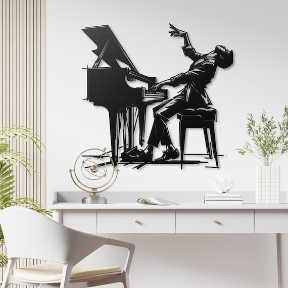 Jazz Pianist Metal Wall Art | Musical Home Decor | Unique Jazz Art | Metal Silhouette Art | Expressive Musician Wall Decor