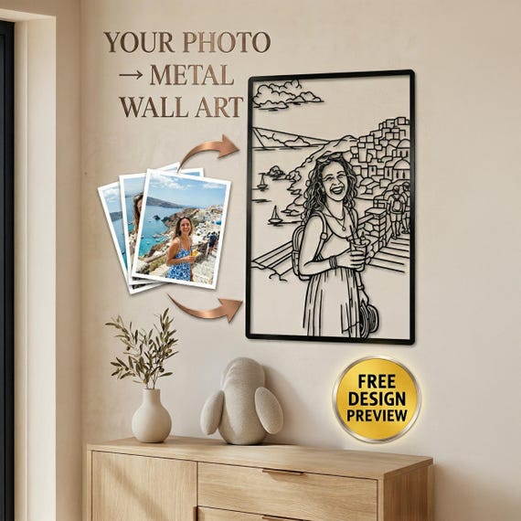 Custom Metal Wall Art, Personalized Pet Portrait Sign, Dog Cat Memorial Decor, Custom Car Silhouette, Line Art Couple, Unique Gift for Him