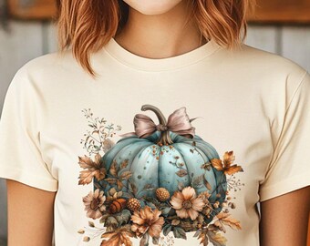 Womens Coquette Pumpkin Shirt,Cute Fall Pumpkin Tee,Thanksgiving Shirt,Halloween Pumpkin Bow Shirt,Fall Gift For Her,Harvest Pumpkin Tee