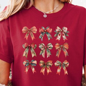 Womens Coquette Christmas Bow Shirt, Christmas Bow  Tshirt,Holiday Tshirt, Christmas Shirt For Her,Holiday Party Shirt,Mom Christmas Shirt